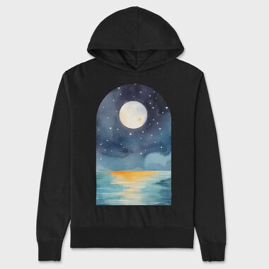 Night Ocean Moonlight, Hanorac Oversize Barbati (Unisex)