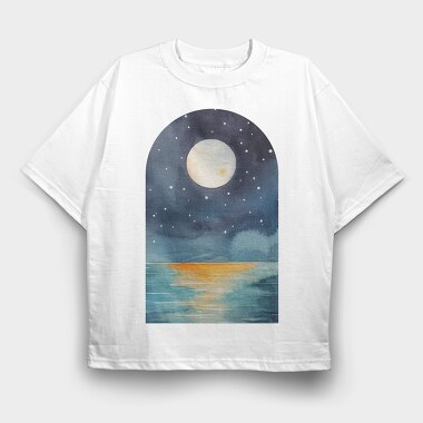 Night Ocean Moonlight, Tricou Oversize Barbati (Unisex)