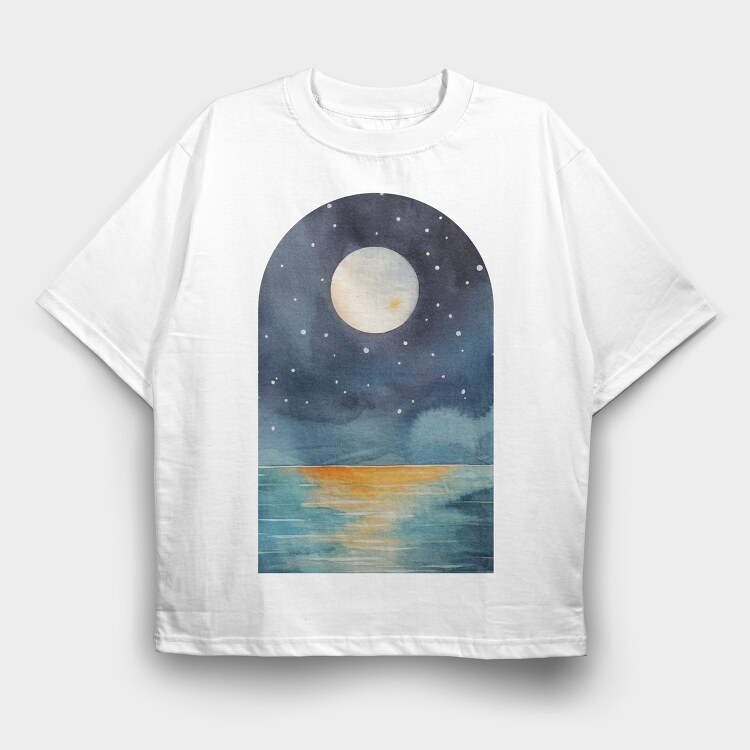 Night Ocean Moonlight, Tricou Oversize Barbati (Unisex)