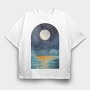 Night Ocean Moonlight, Tricou Oversize Barbati (Unisex)
