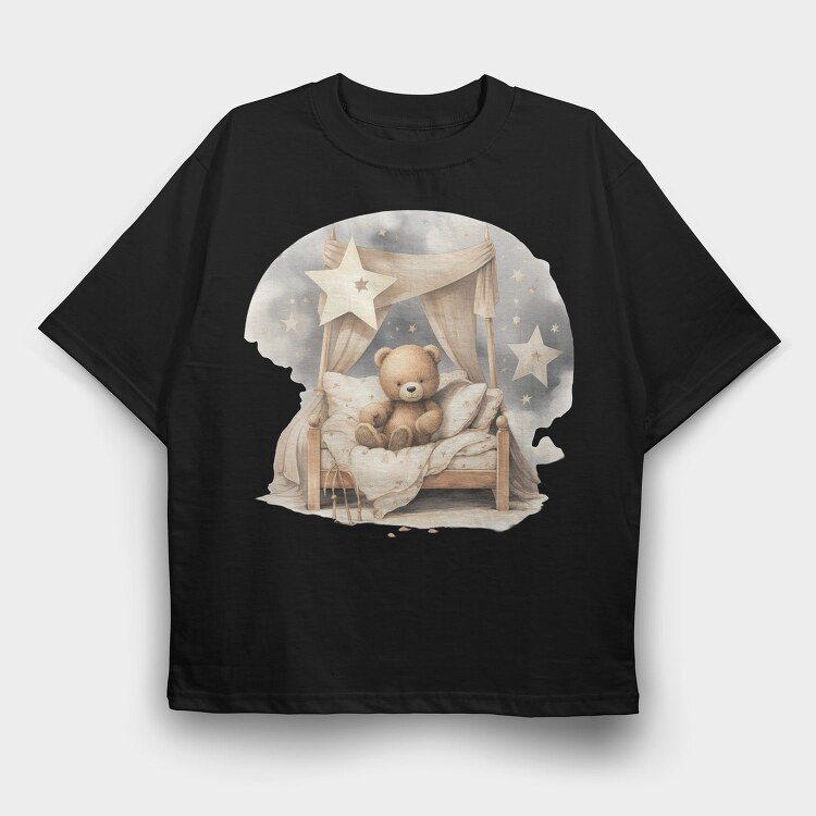 Night Stars Bear Clips, Tricou Oversize Barbati (Unisex)