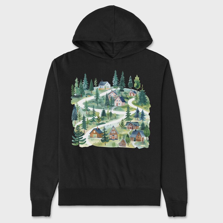 Nordic Cottage Hillside, Hanorac Oversize Barbati (Unisex)