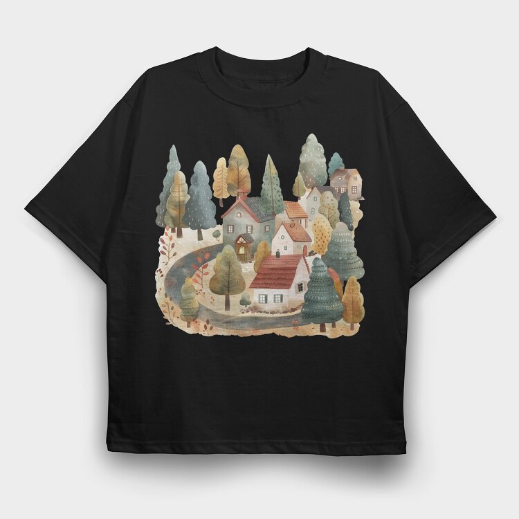 Nordic Cottage Nest, Tricou Oversize Barbati (Unisex)