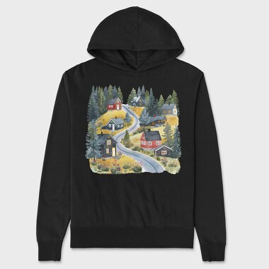 Nordic Cottage Path, Hanorac Oversize Barbati (Unisex)
