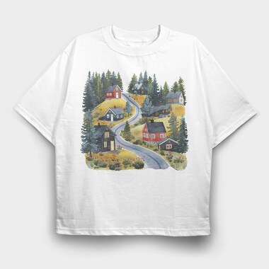 Nordic Cottage Path, Tricou Oversize Barbati (Unisex)