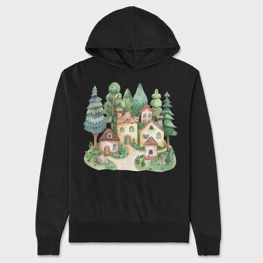 Nordic Fairy Cottage, Hanorac Oversize Barbati (Unisex)