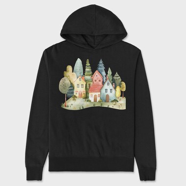 Nordic Fairy Village, Hanorac Oversize Barbati (Unisex)