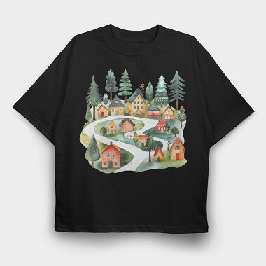 Nordic Holiday Path, Tricou Oversize Barbati (Unisex)