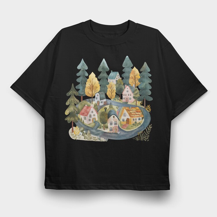 Nordic Home Clipart, Tricou Oversize Barbati (Unisex)