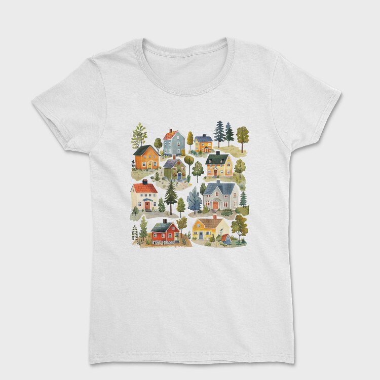 Nordic Homes Illustration, Tricou Femei