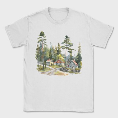 Nordic Homes In Forest, Tricou Barbati (Unisex)