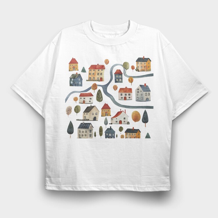 Nordic Houses Forest, Tricou Oversize Barbati (Unisex)