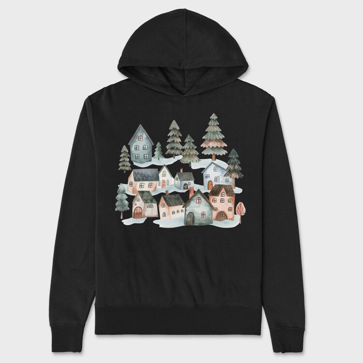 Nordic Houses Winter, Hanorac Oversize Barbati (Unisex)