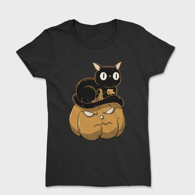 Pumpkin and Cute Black Cat, Tricou Femei