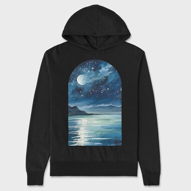 Ocean Moon Night, Hanorac Oversize Barbati (Unisex)