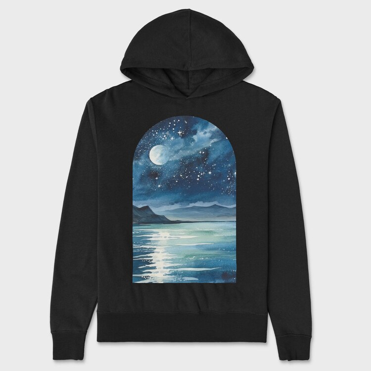 Ocean Moon Night, Hanorac Oversize Barbati (Unisex)