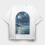 Ocean Moon Night, Tricou Oversize Barbati (Unisex)