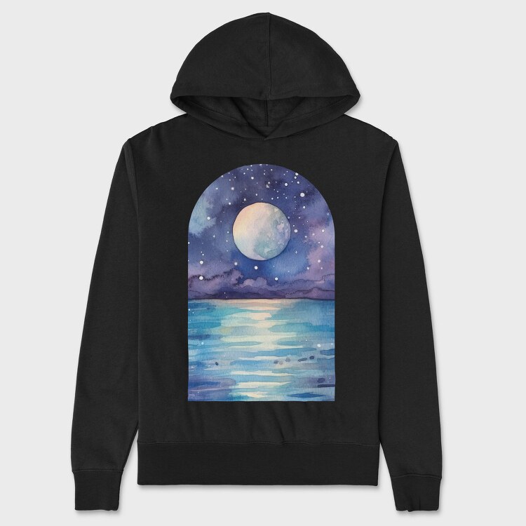 Ocean Night Moon, Hanorac Oversize Barbati (Unisex)