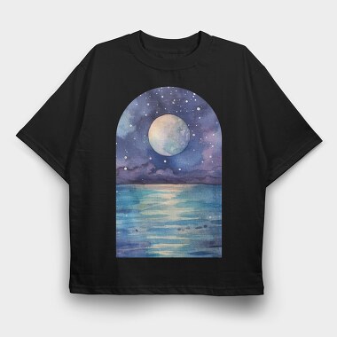 Ocean Night Moon, Tricou Oversize Barbati (Unisex)