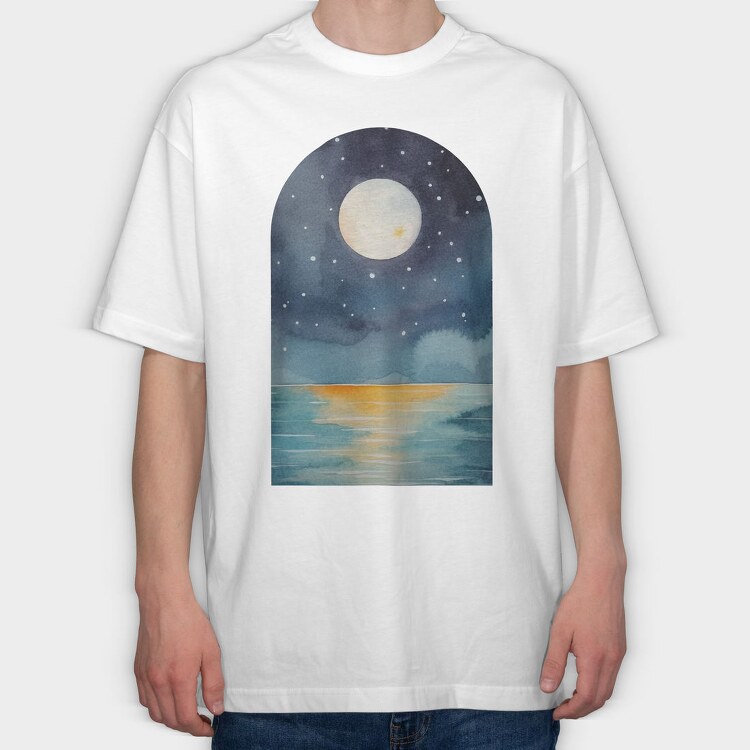 Night Ocean Moonlight, Tricou Oversize Barbati (Unisex)