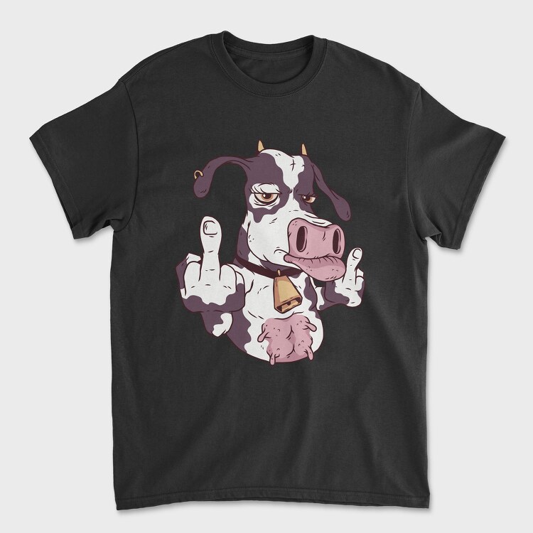 Cow Cartoon Middle Finger, Tricou Barbati (Unisex)