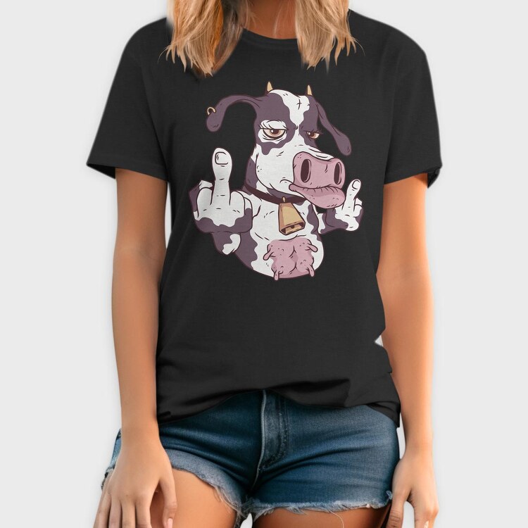 Cow Cartoon Middle Finger, Tricou Barbati (Unisex)