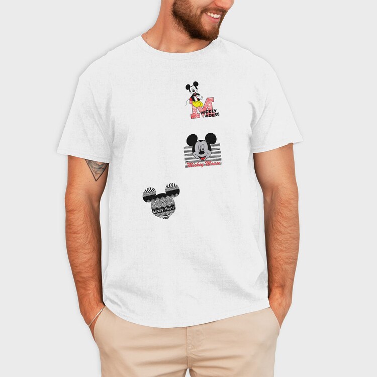 Mickey Mouse Stripes, Tricou Barbati (Unisex)