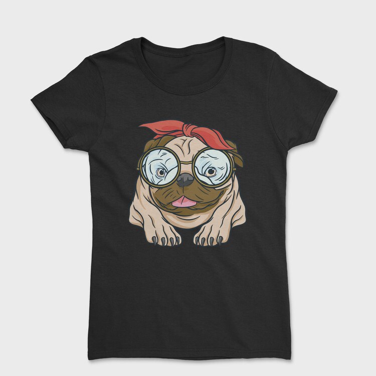 Pug With Glasses, Tricou Femei