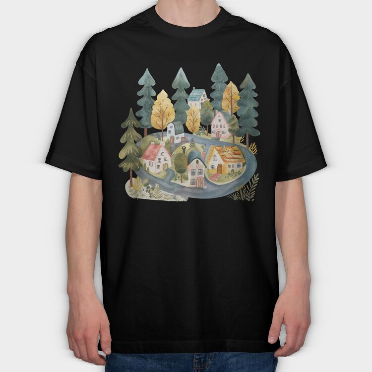 Nordic Home Clipart, Tricou Oversize Barbati (Unisex)