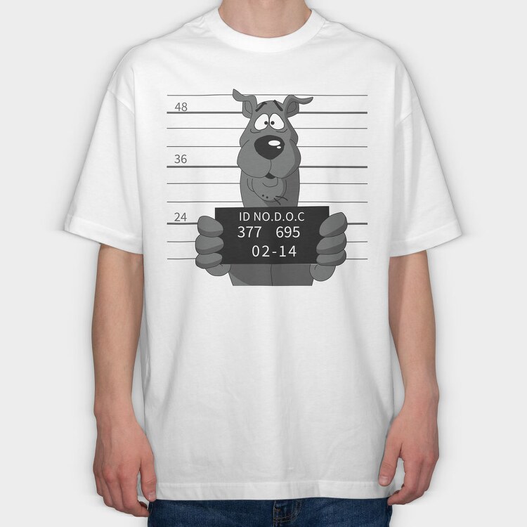 Dog Mugshot Id, Tricou Oversize Barbati (Unisex)