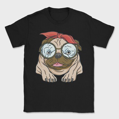 Pug With Glasses, Tricou Barbati (Unisex)