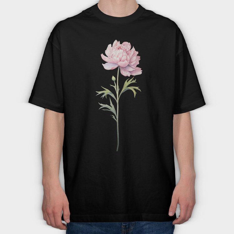 November Peony Flower, Tricou Oversize Barbati (Unisex)