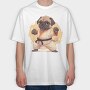 Pug Karate, Tricou Oversize Barbati (Unisex)