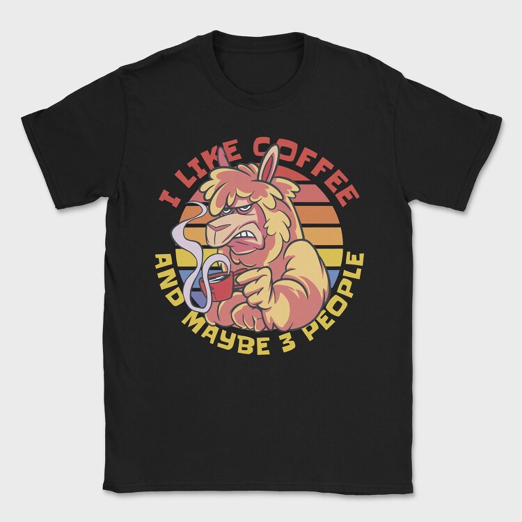 Angry Alpaca Drink Coffee Grumpy, Tricou Barbati (Unisex)