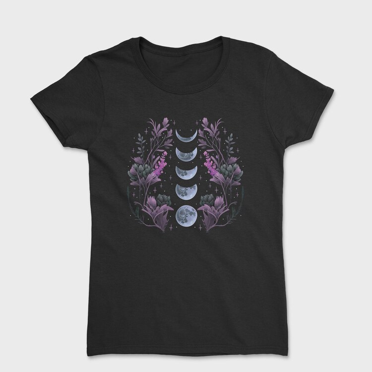 Purple Flowers Dark Moon, Tricou Femei
