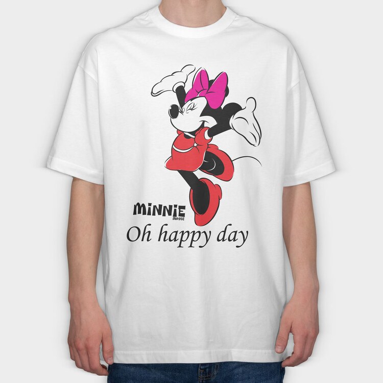 Minnie Mouse Happy Day, Tricou Oversize Barbati (Unisex)