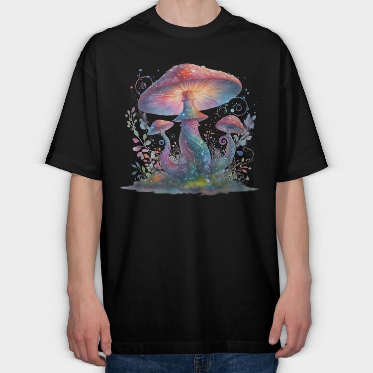 Neon Mushroom Glow, Tricou Oversize Barbati (Unisex)