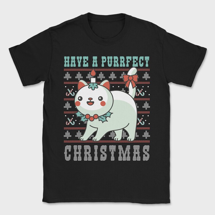Purrfect Christmas Ugly Sweater, Tricou Barbati (Unisex)