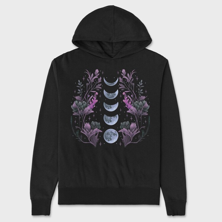 Purple Flowers Dark Moon, Hanorac Oversize Barbati (Unisex)