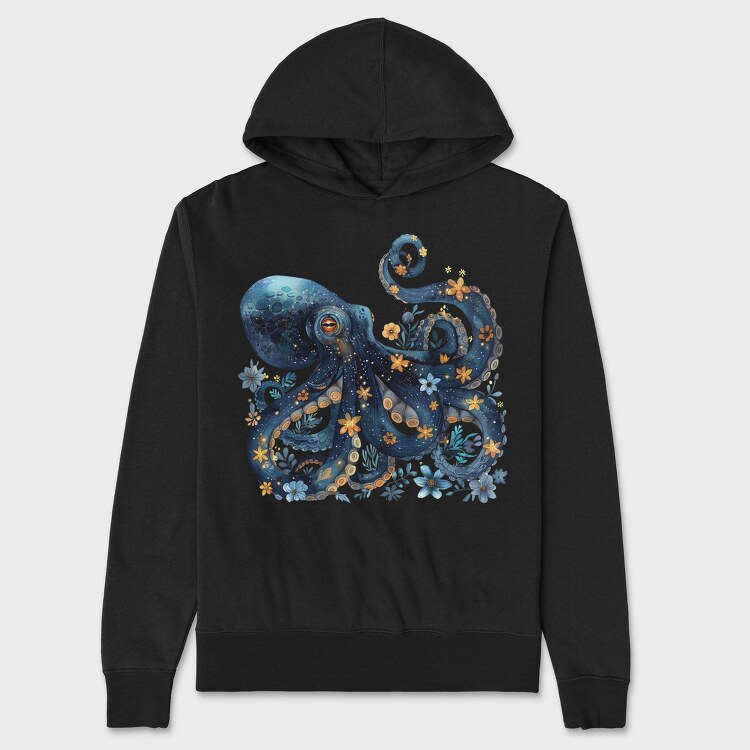 Octopus Floral Dreams, Hanorac Oversize Barbati (Unisex)