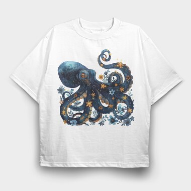 Octopus Floral Dreams, Tricou Oversize Barbati (Unisex)