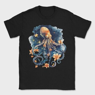 Octopus Floral Night, Tricou Barbati (Unisex)