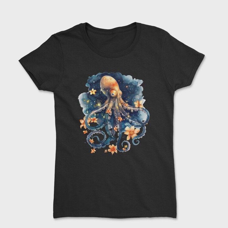 Octopus Floral Night, Tricou Femei
