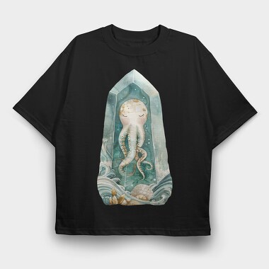 Octopus In Crystal, Tricou Oversize Barbati (Unisex)