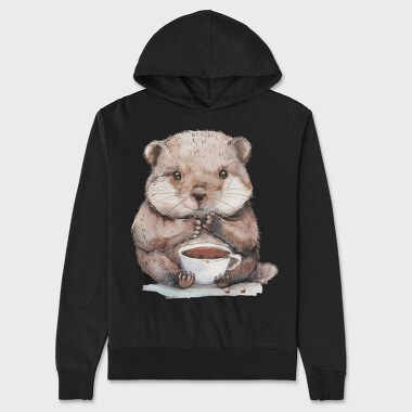 Otter Drinking Chocolate, Hanorac Oversize Barbati (Unisex)