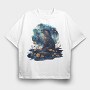 Otter Floral Glow, Tricou Oversize Barbati (Unisex)
