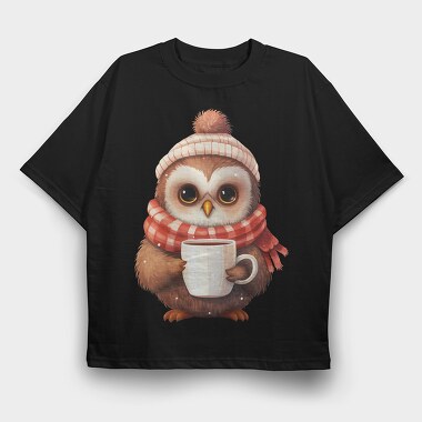 Owl Christmas Cup, Tricou Oversize Barbati (Unisex)