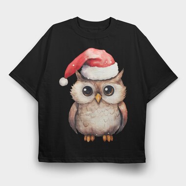 Owl Christmas Hat, Tricou Oversize Barbati (Unisex)