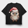 Owl Christmas Hat, Tricou Oversize Barbati (Unisex)