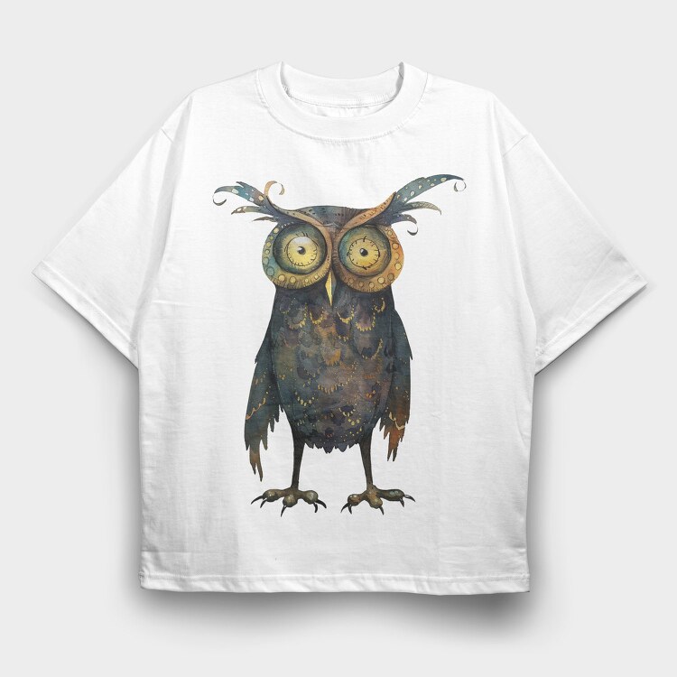 Owl Feather Hat, Tricou Oversize Barbati (Unisex)